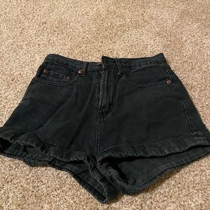 High waisted black jean shorts